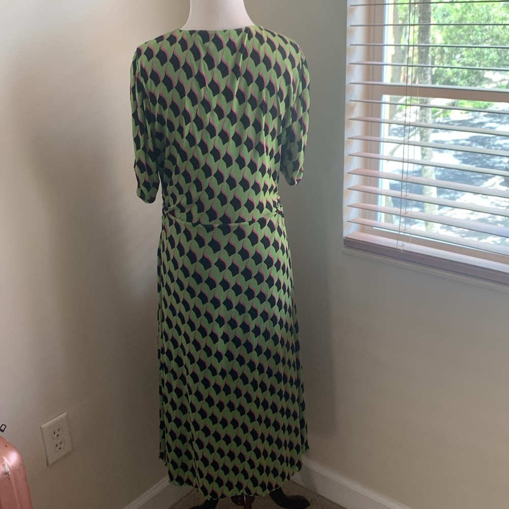 DVF Koren Reversible Dress in Bird Weave Green/Leopard Soirée - Picture 11 of 15